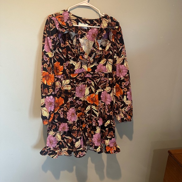 NWT Anthropologie Pilcro Corduroy Mini Dress Floral Tiered - Picture 2 of 4